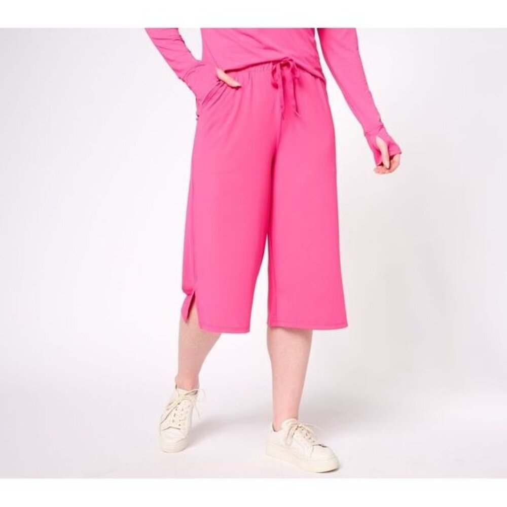 Cuddl Duds Sunwear Capris Pant Womens Medium Pop Pink Polyester Blend Casual NEW